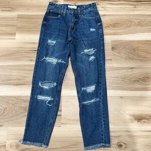Nature Denim High Rise Ripped Raw Hem Distressed Skinny Jeans 0/23